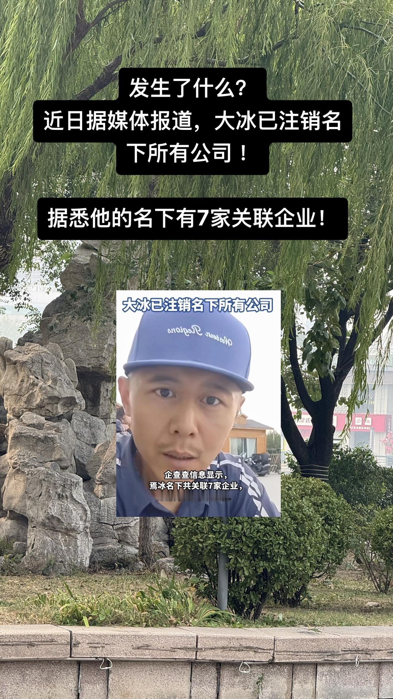 发生了什么？近日据媒体报道，大冰已注销名下所有公司 ！

据悉他的名下有7家关联
