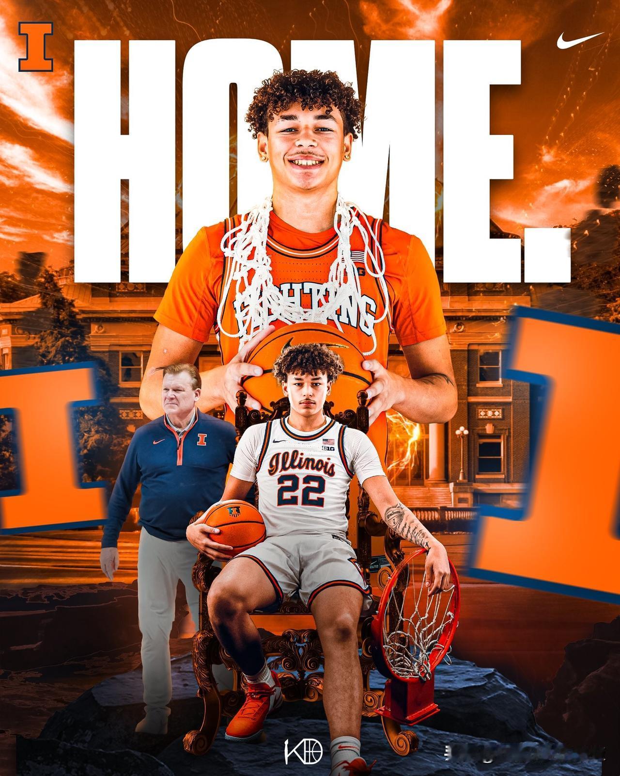 小前锋Quinton Kitt宣布承诺NCAA男篮 家乡球队伊利诺伊大学，身高6