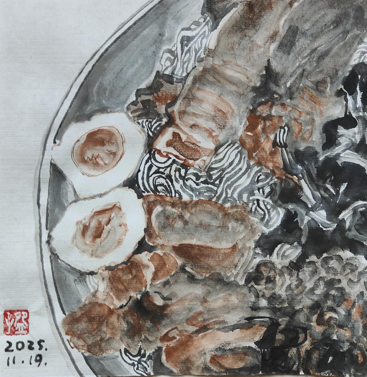 碗子的纸片水墨