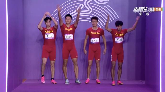 【恭喜！#中国小伙4×100接力冠军#[赞]】杭州亚运会男子#4×100米接力决