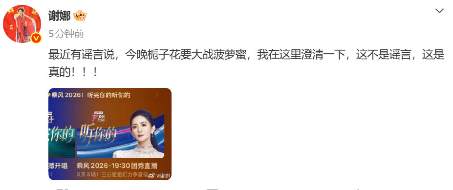 今晚谢娜要大战何炅栀子花要大战菠萝蜜今晚谢娜要大战何炅了哈哈哈哈 