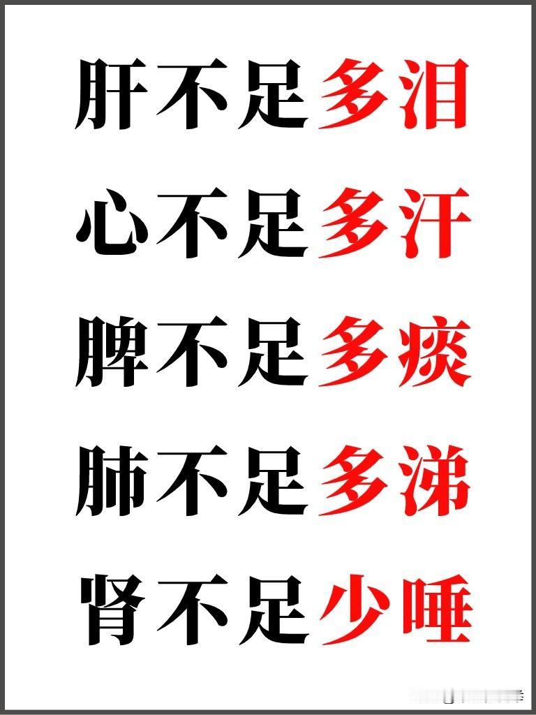 1、肝不足泪多，杞菊地黄丸

2、心不足汗多，心宝丸

3、脾不足痰多，六君子丸