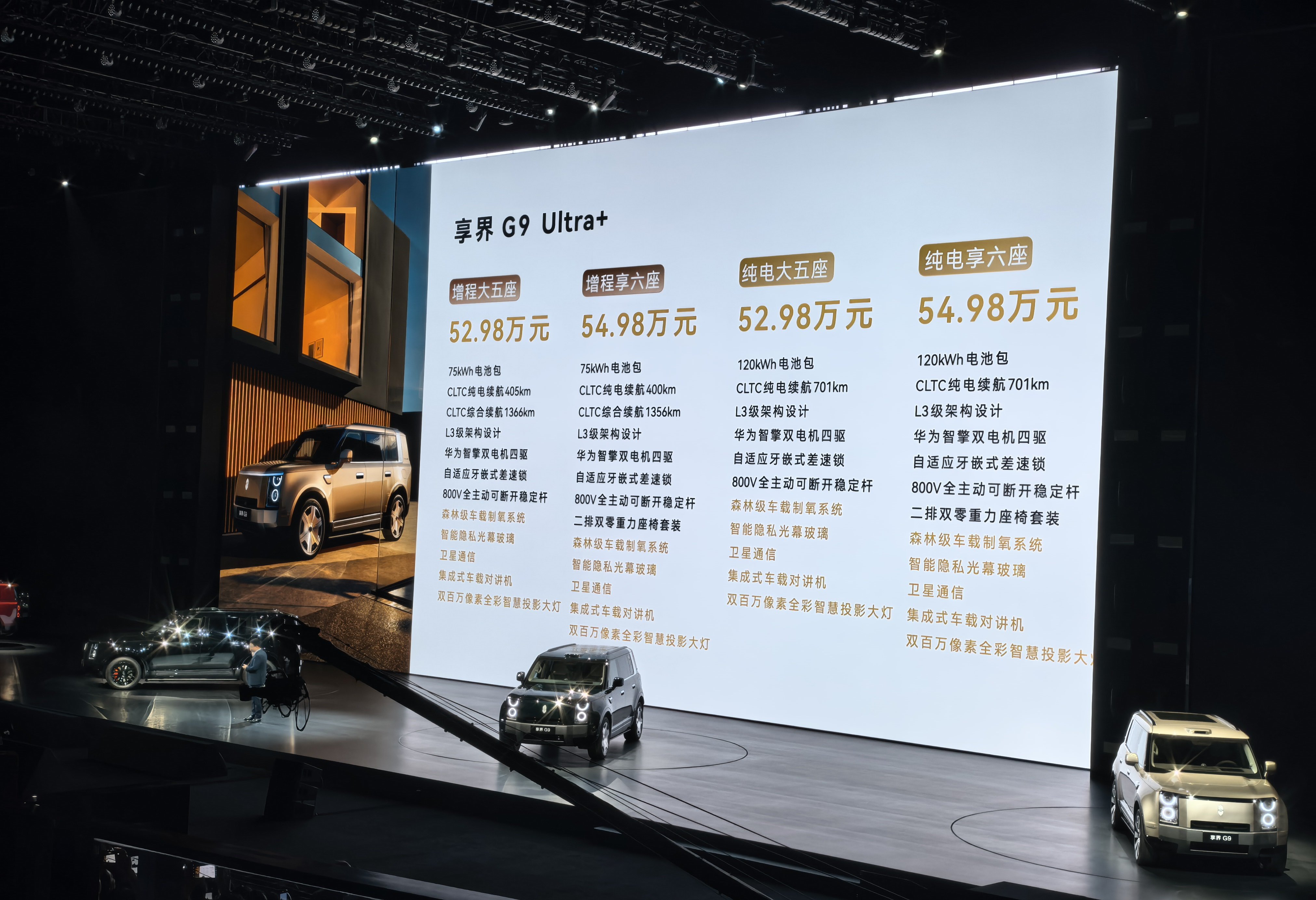 享界 G9 的价格来了42.98-54.98 万的价格区间