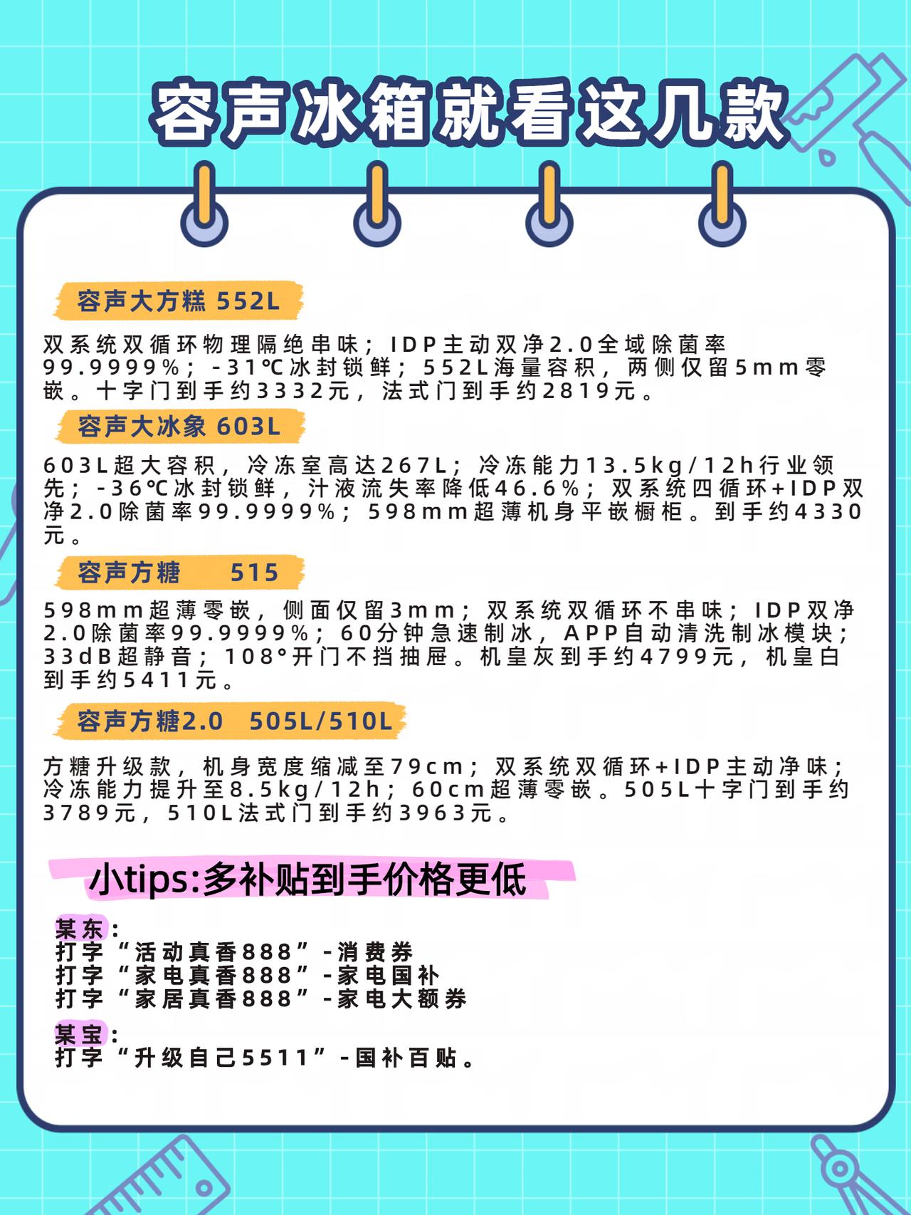 容声冰箱怎么选？确实很简单，不用看那么多款式，热销好评的，看这几款就够了。家庭选