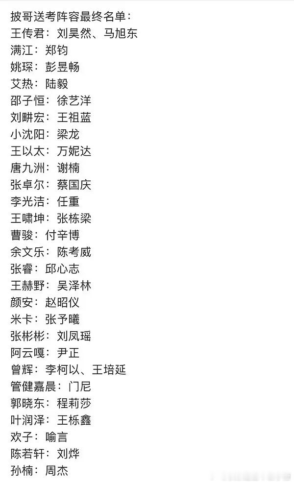 披哥送考阵容 有想看的吗 