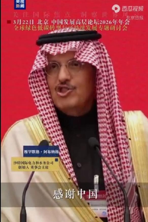3月22 - 23日，中国发展高层论坛2026年年会在北京召开。沙特国际电力和水