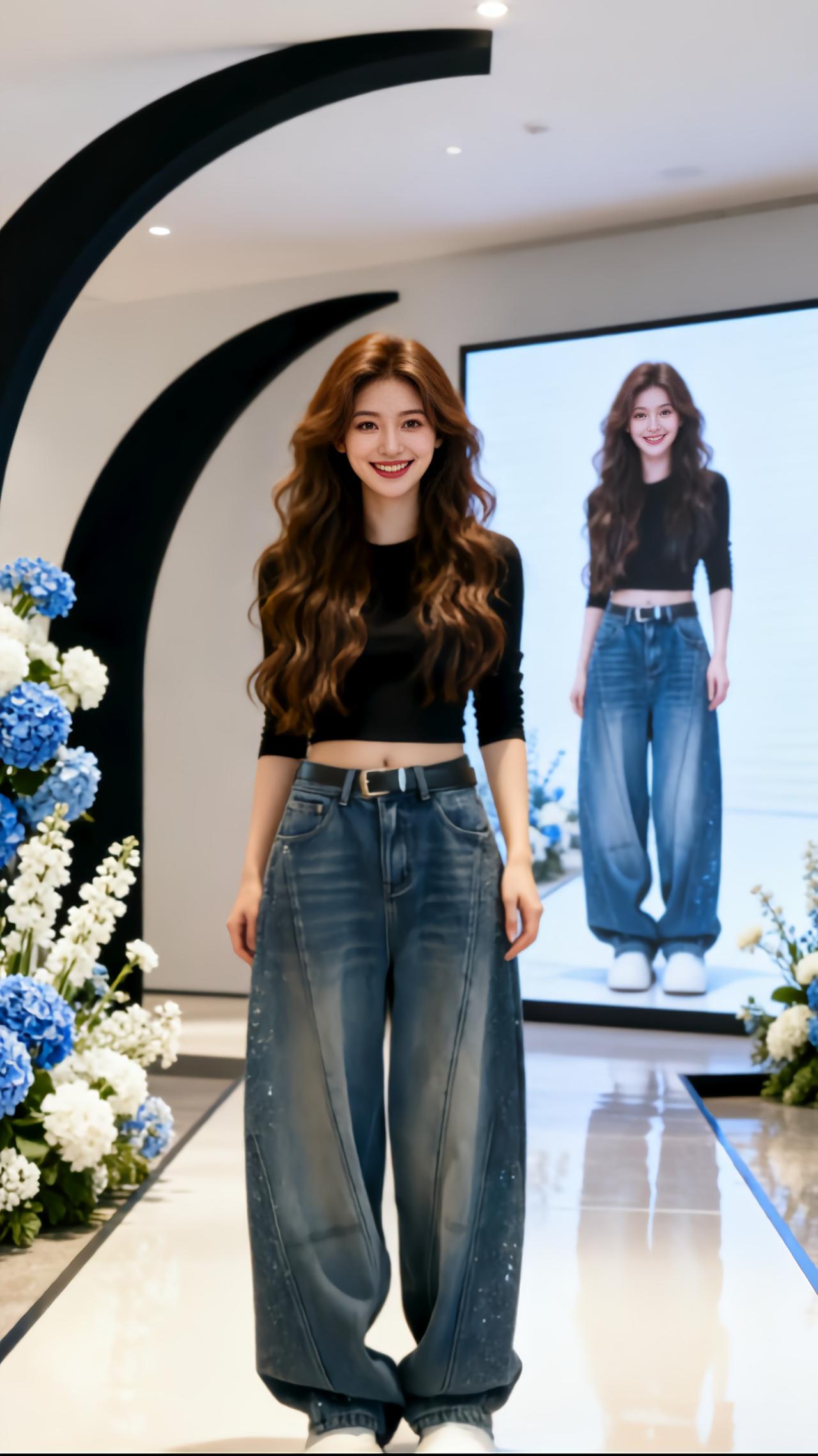 牛仔裤穿搭 夏日牛仔裤穿搭大赏 牛仔裤 阔腿显瘦设计拖地牛仔裤 直筒显瘦秀场同款