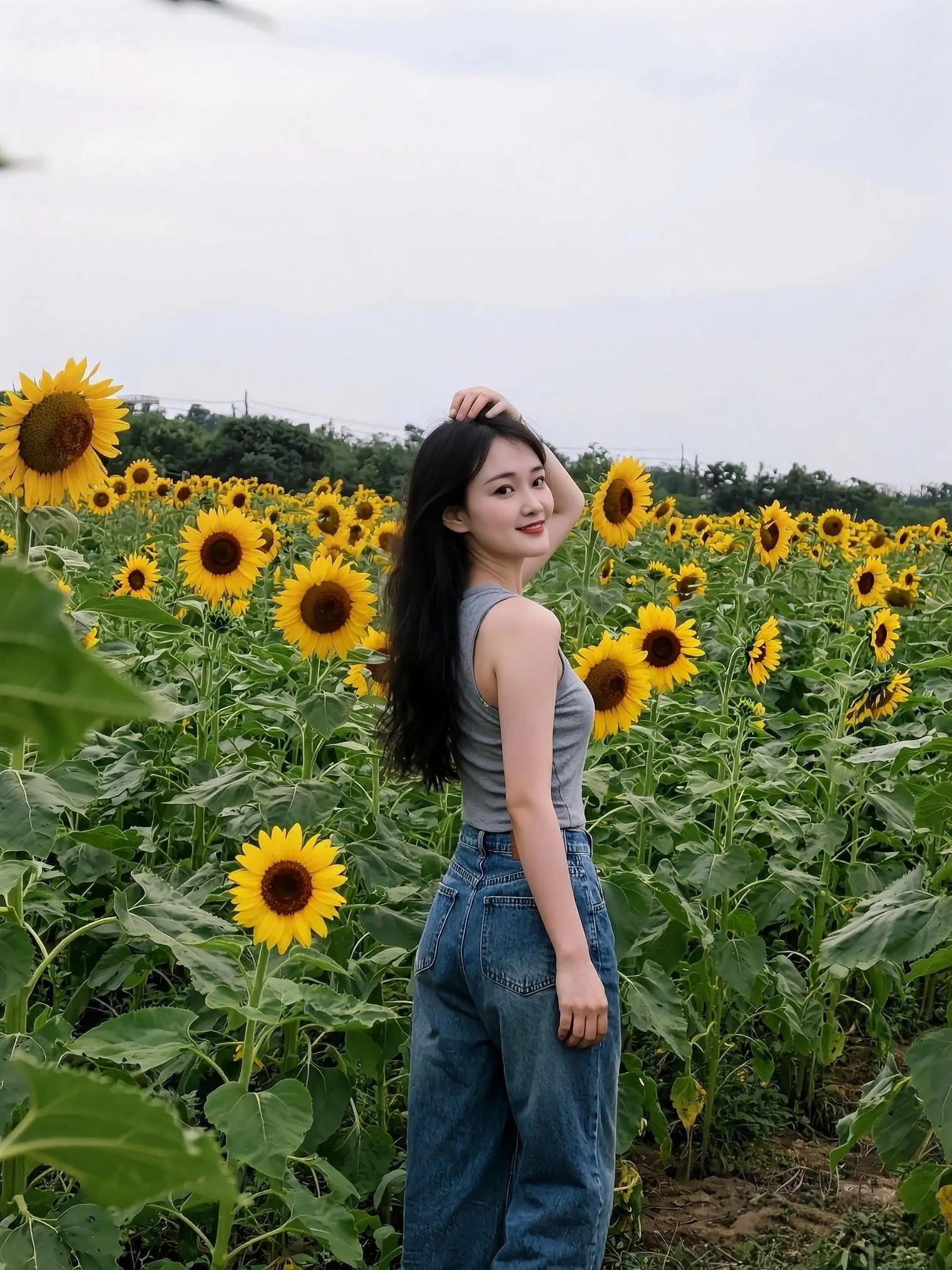 穿搭向日葵 牛仔裤 显瘦穿搭