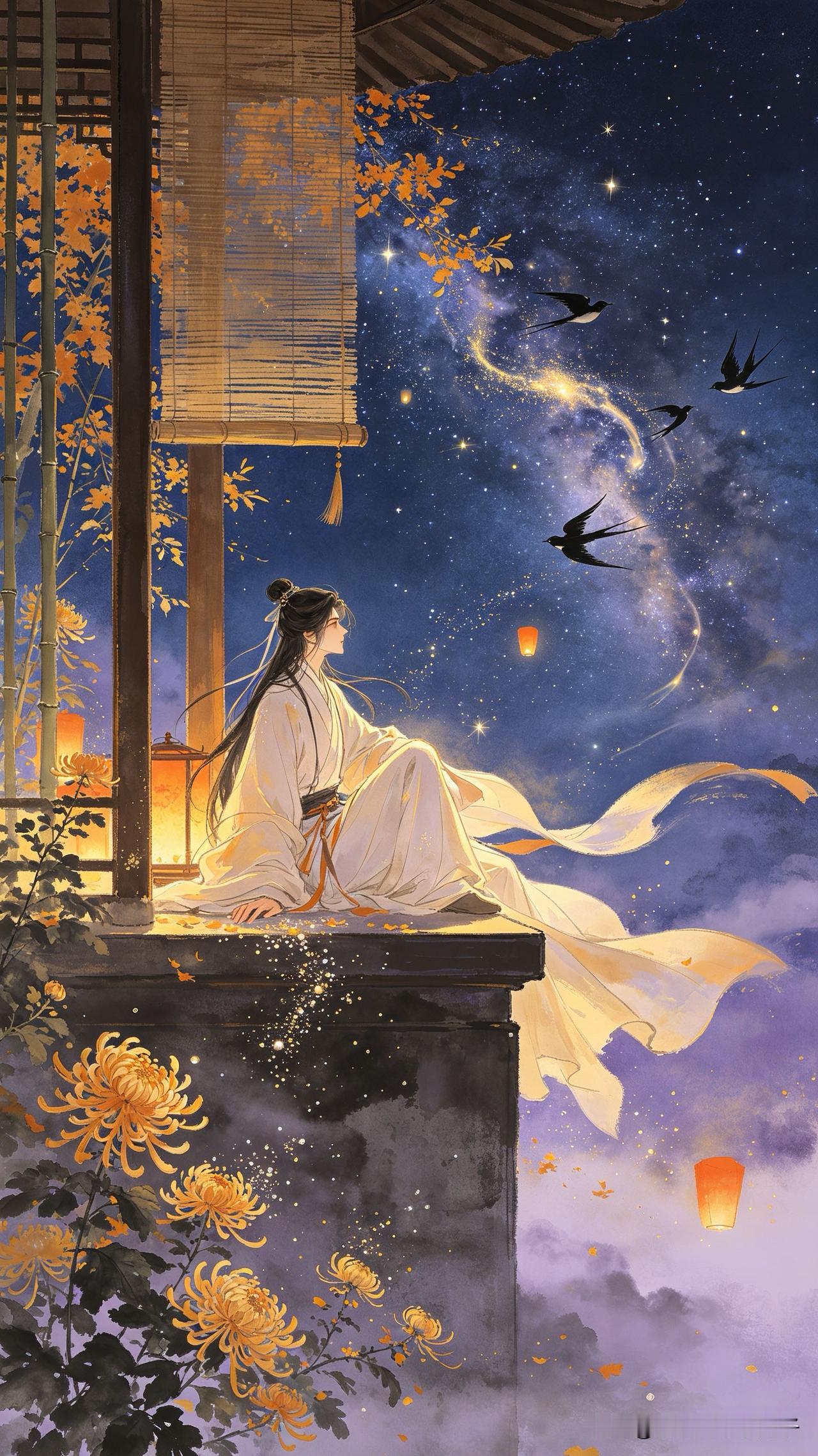 银汉迢迢鹊影微，
金风玉露染秋衣。
人间多少团圆夜，
     
…………请师友