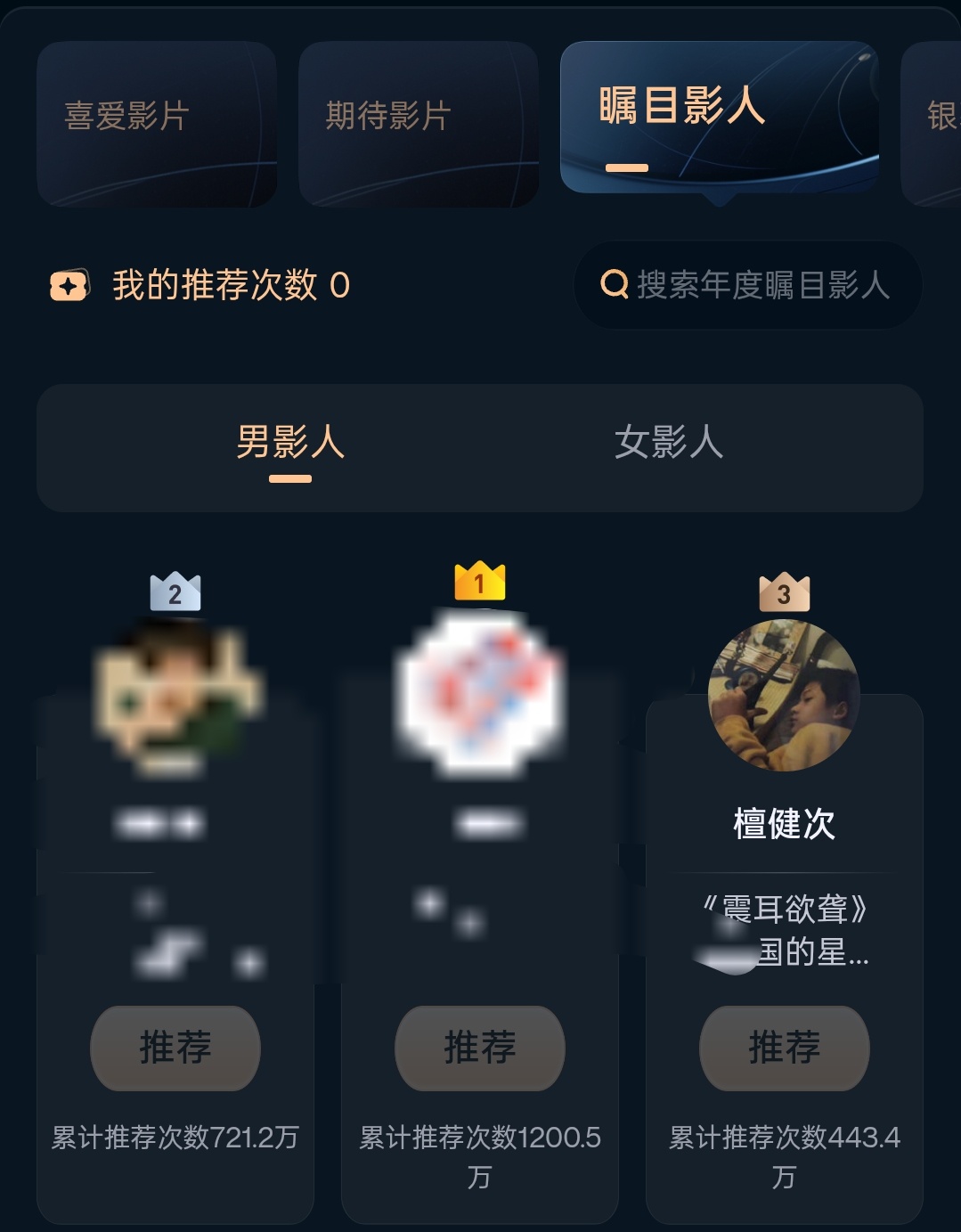 檀健次今天你竭尽全力的投了么？2026微博电影之夜线上荣誉推荐