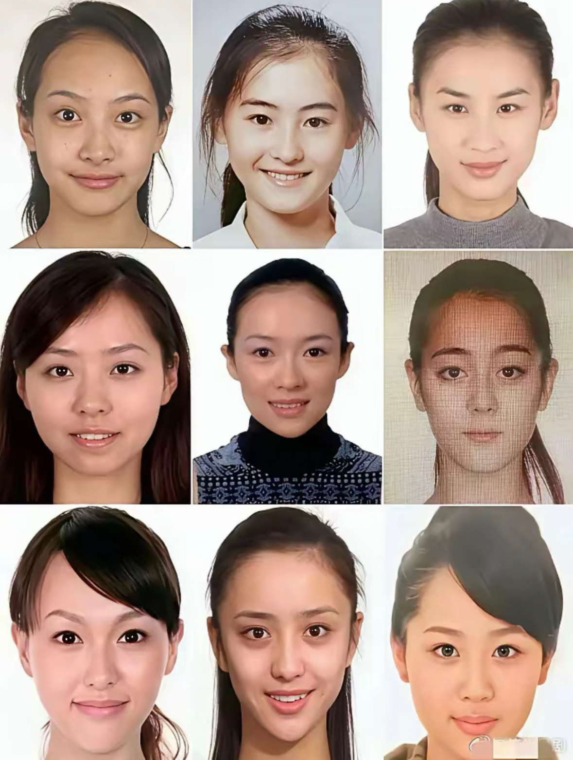 部分女明星素人时期的素颜证件照。 ​​​