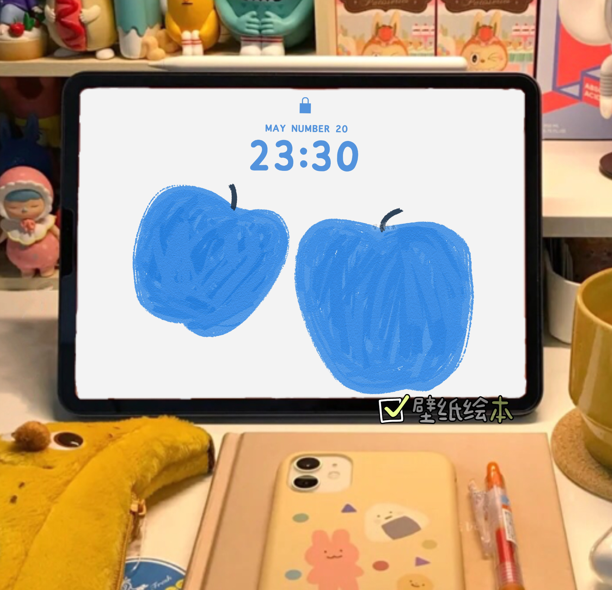 ins风 简约 蓝苹果iPad壁纸 ​​​