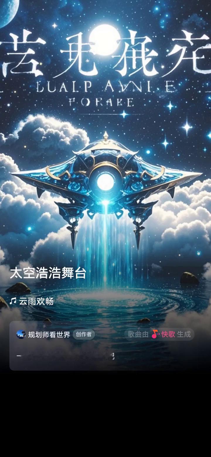 太空浩浩舞台，云雨欢畅。
规划师看世界创作者。
歌曲由快歌生成，一起来听听我创作