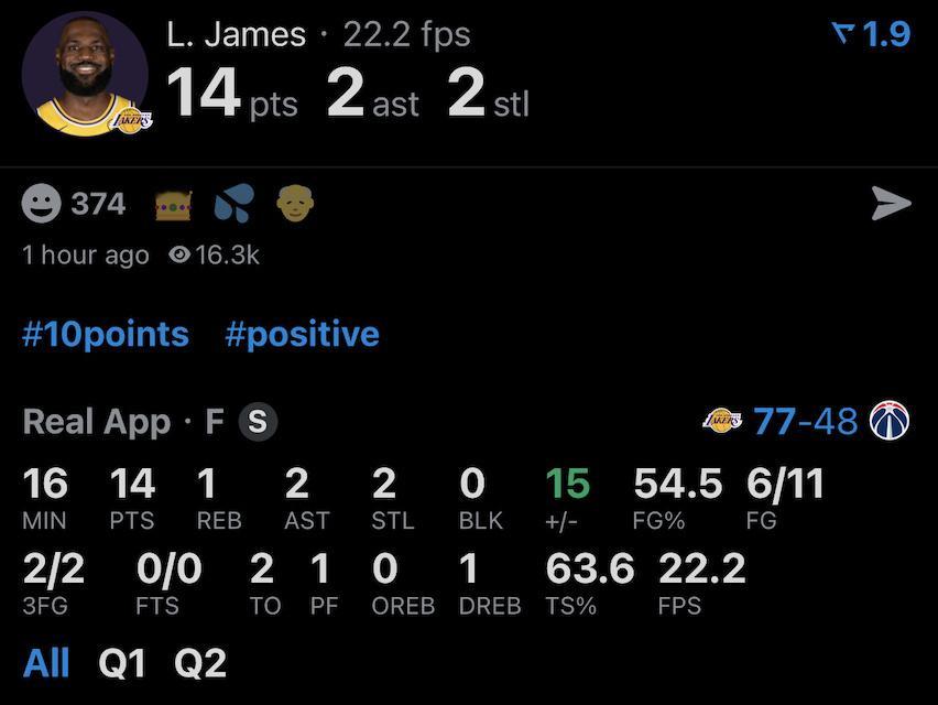 11投6中，三分球2中2，14分1篮板2助攻2抢断2失误，如何评价上半场詹姆斯表
