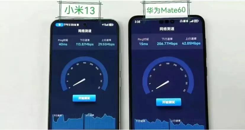 这下信了吧，华为Mate60不是5G手机
某博主实测小米13和华为Mate60的