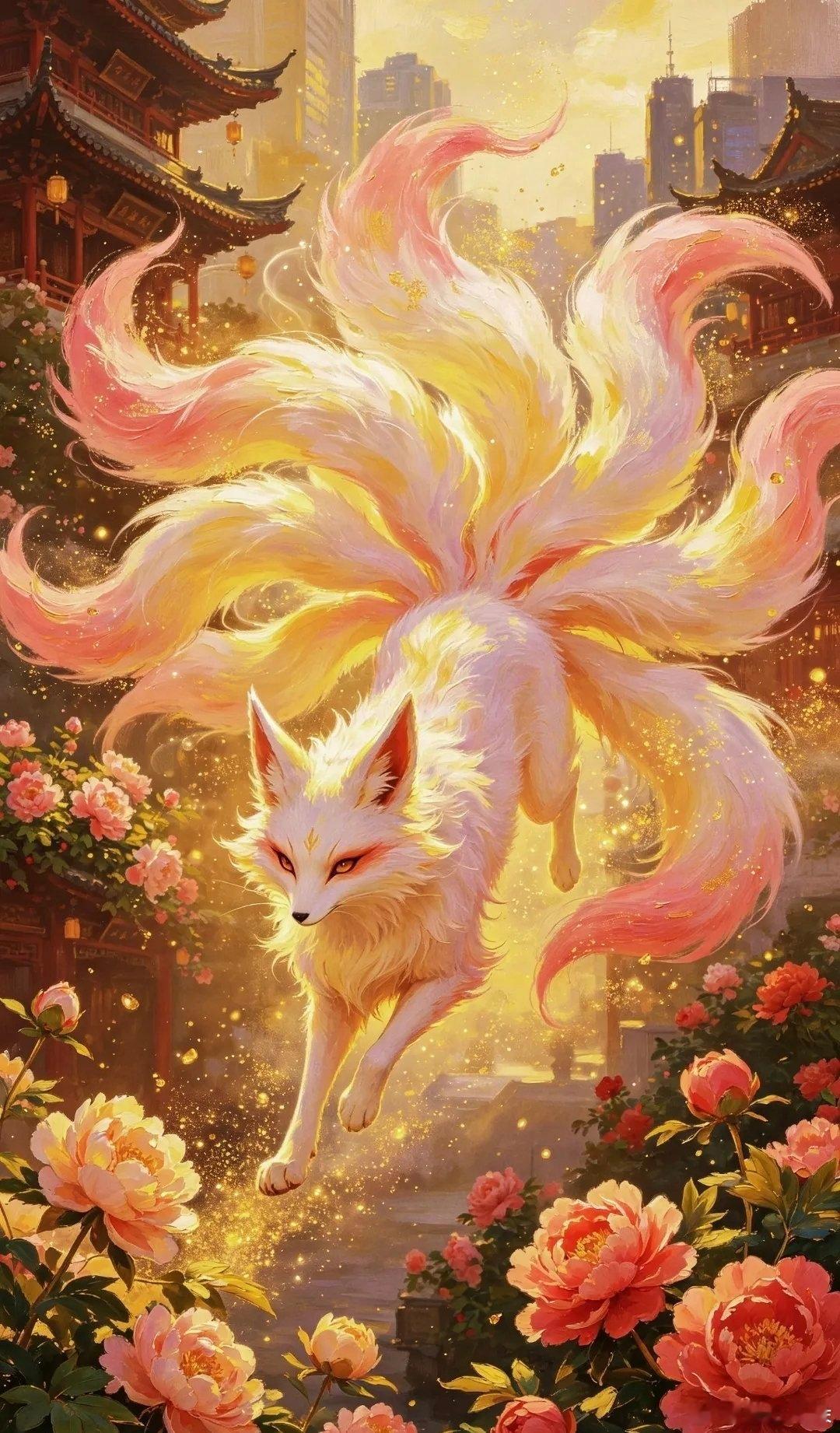 招财纳福祥瑞驱邪九尾灵狐壁纸 