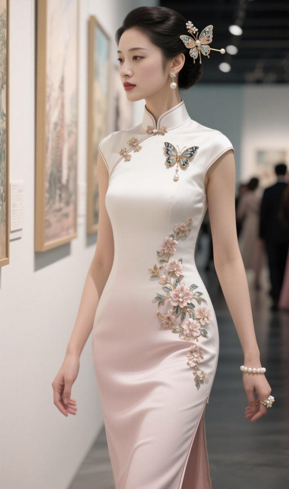 《素色旗袍，藏尽人间清欢》
 
裁一段月光 缝进立领的浅弯
盘扣轻合 锁住半阙流