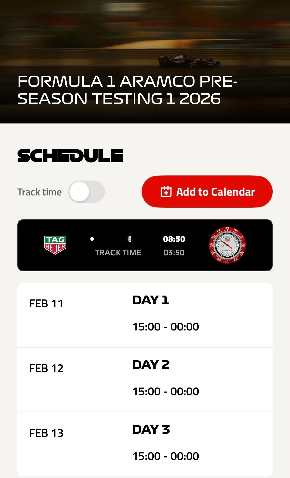 f1 新赛季还有两次季前测试，均在巴林进行将有现场直播！2月11日-13日（每天