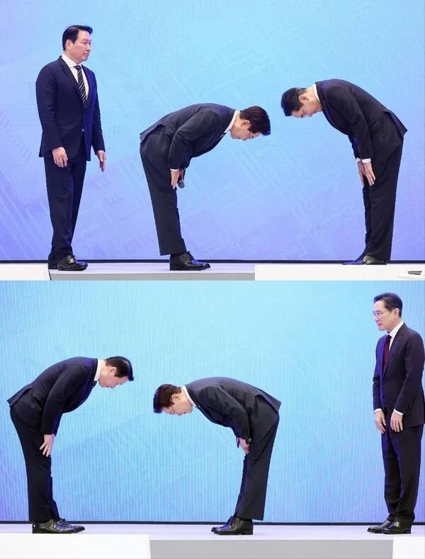 当三星电子会长李在镕，sk集团会长崔泰源宣布投资计划后。
总统李在明情绪激动，9