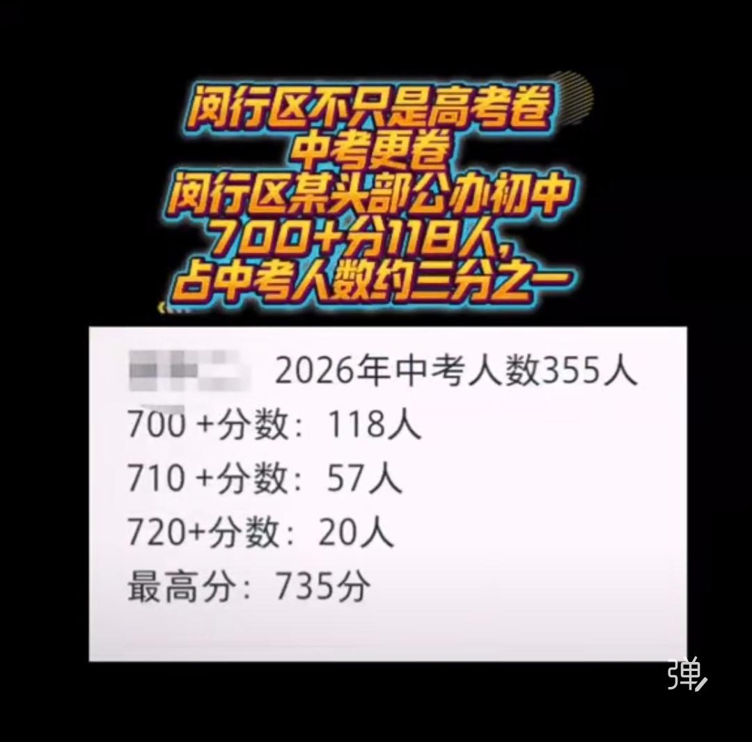 今年上海中考成绩出来了，特别是看到闵行区某公办初中的中考成绩，我们很多人不淡定了