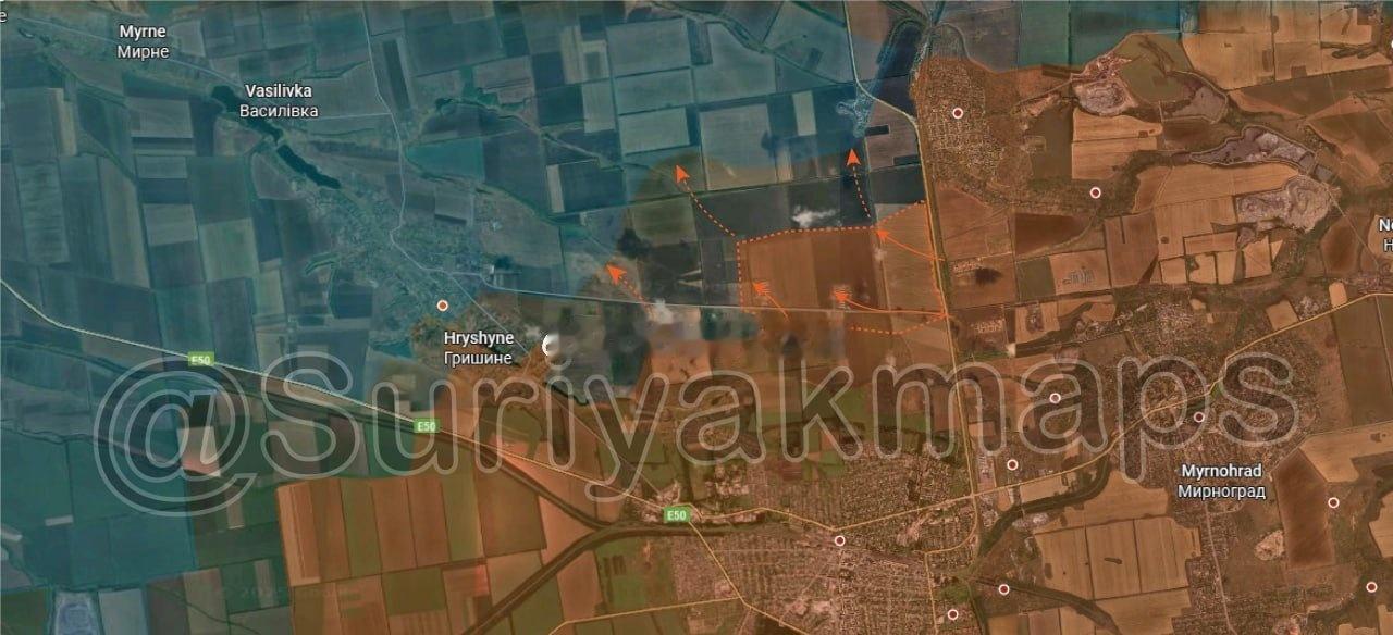 俄乌局势第1410天：

米尔诺格勒德和波克罗夫斯克战线局势：过去四天，俄军成功