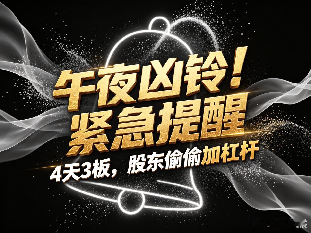 都睡了吗？
4天3板，股东却在偷偷“加杠杆”
——就这种，你敢追吗？
今晚必须发