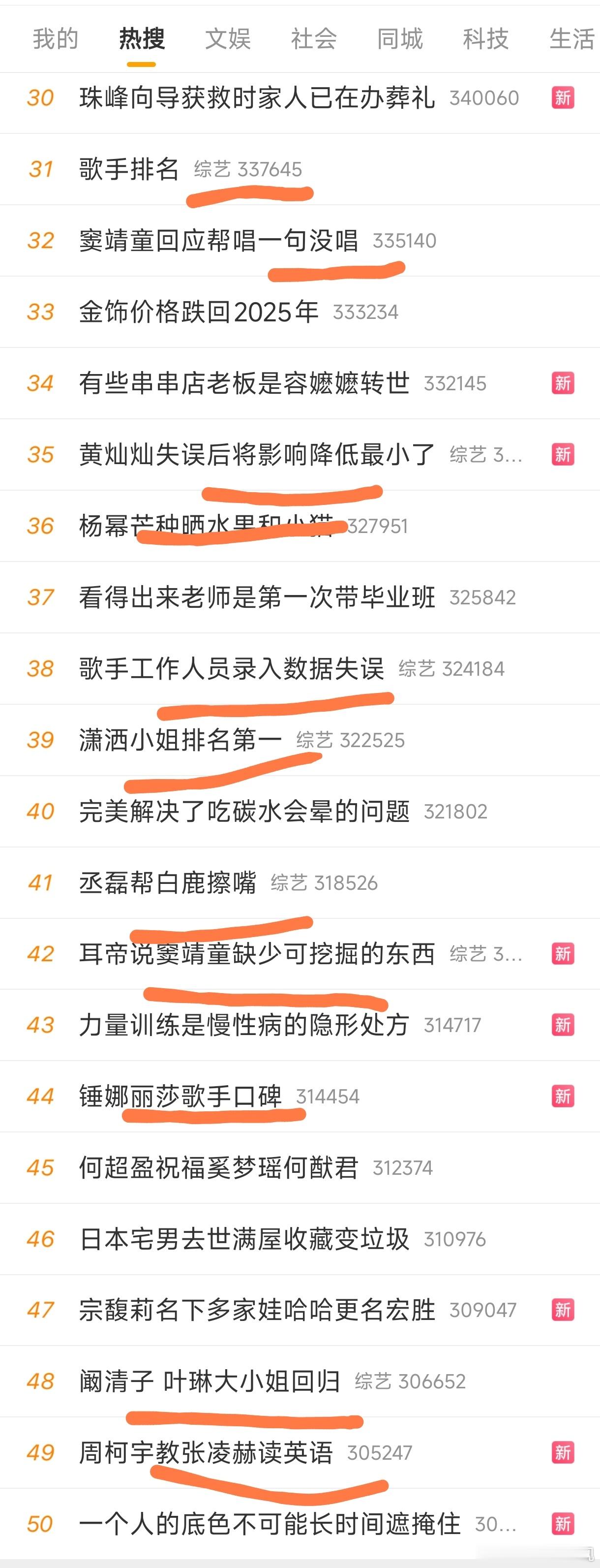 今天的热搜咋回事？跟不要钱似的，主榜娱乐新闻占一半