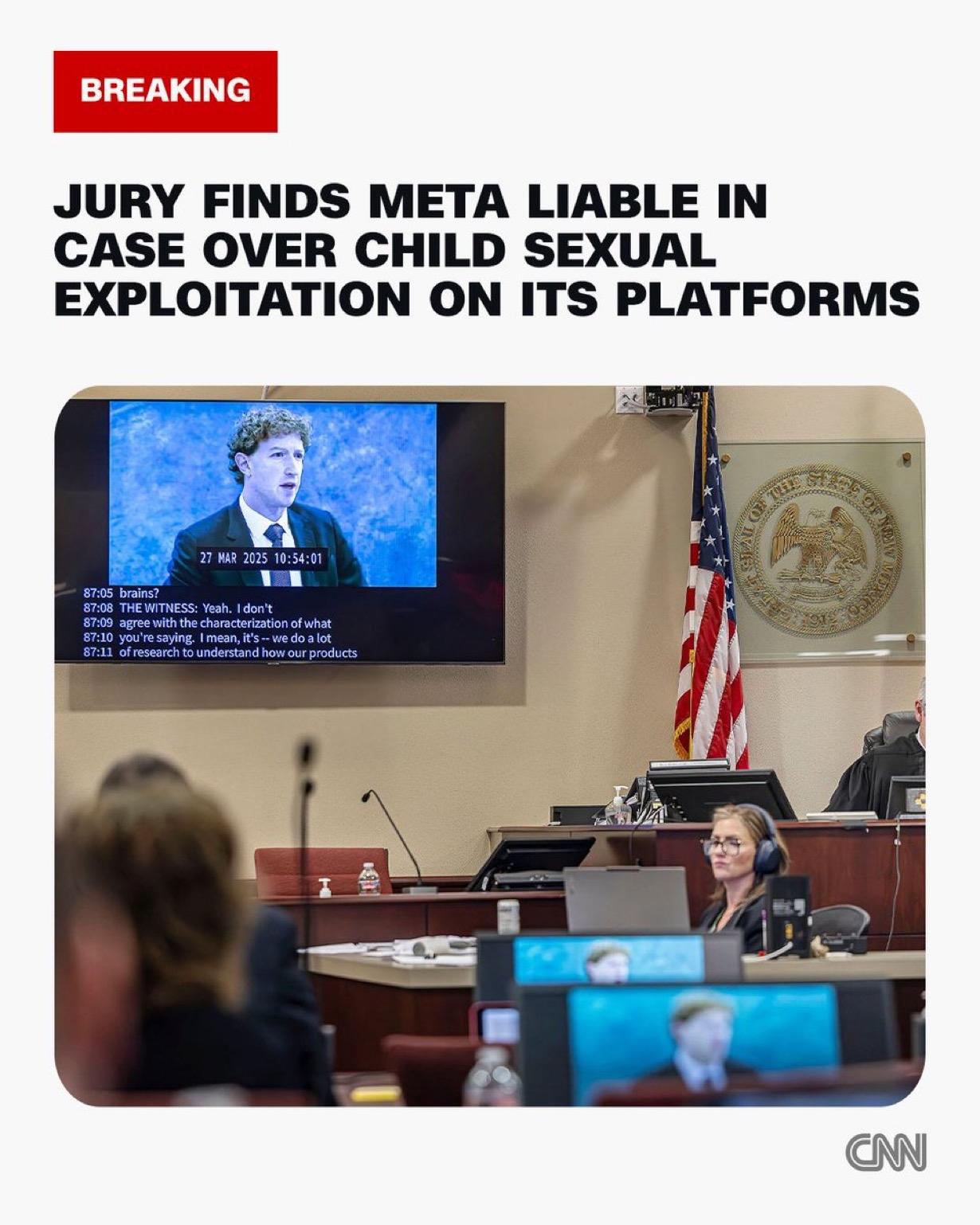 美国一陪审团裁定Meta违反了新墨西哥州法律，该案指控Meta未能警告用户其平台