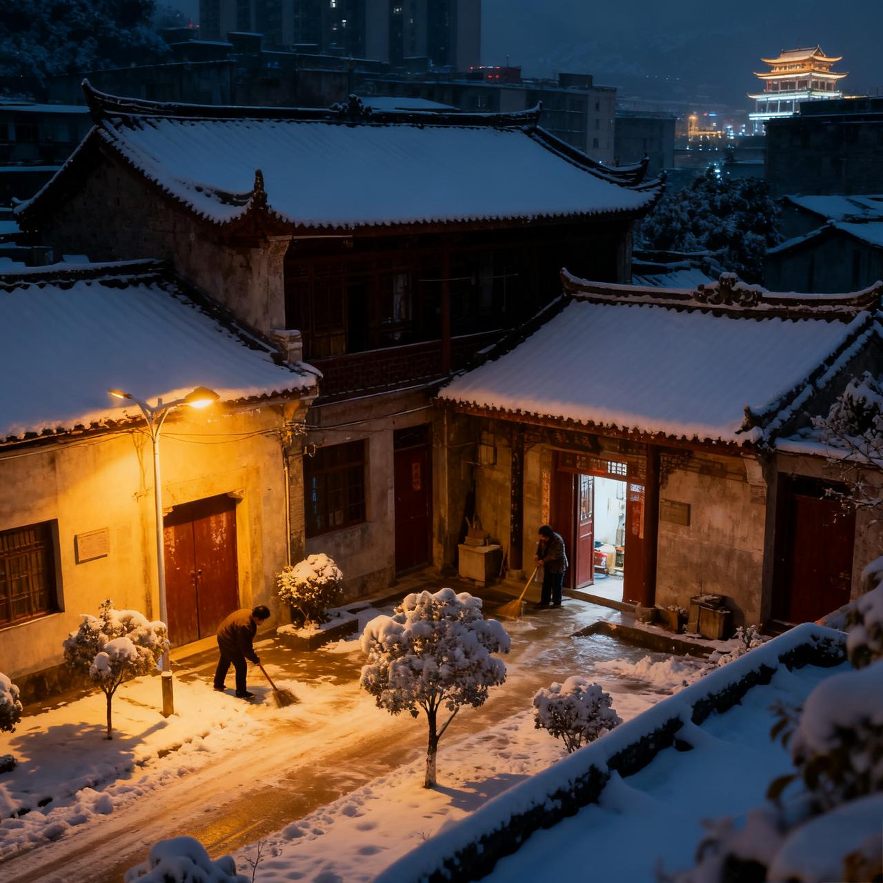 十堰人盼了一整天，
这场暴雪，
今晚会下来吗……

此时此刻，晚间八点的窗外，依