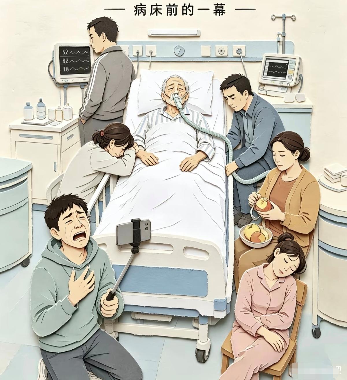 病床前的一幕，谁老了都可怜