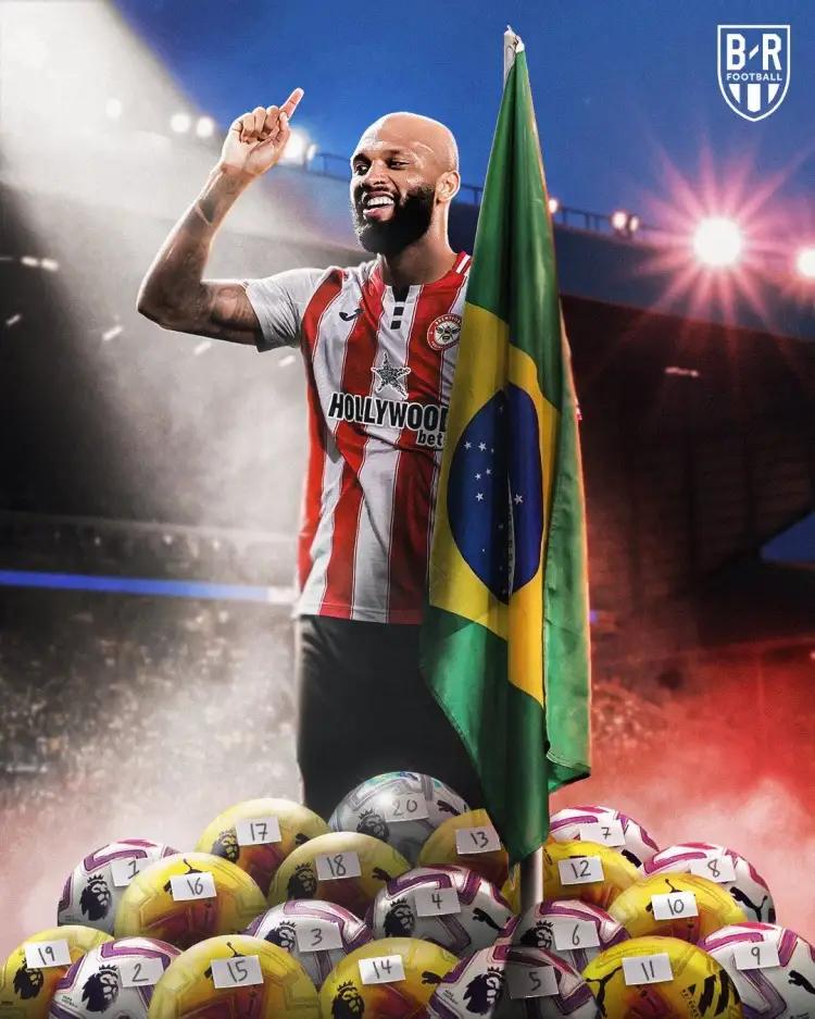 看过来看过来：布伦特福德的巴西球员伊戈尔，这场英超 比赛梅开二度。
      