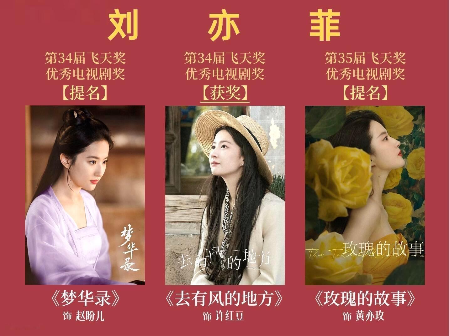刘亦菲玫瑰的故事提名飞天奖红薯热点刘亦菲那部剧连续三次提名/获得飞天奖顶级演员刘