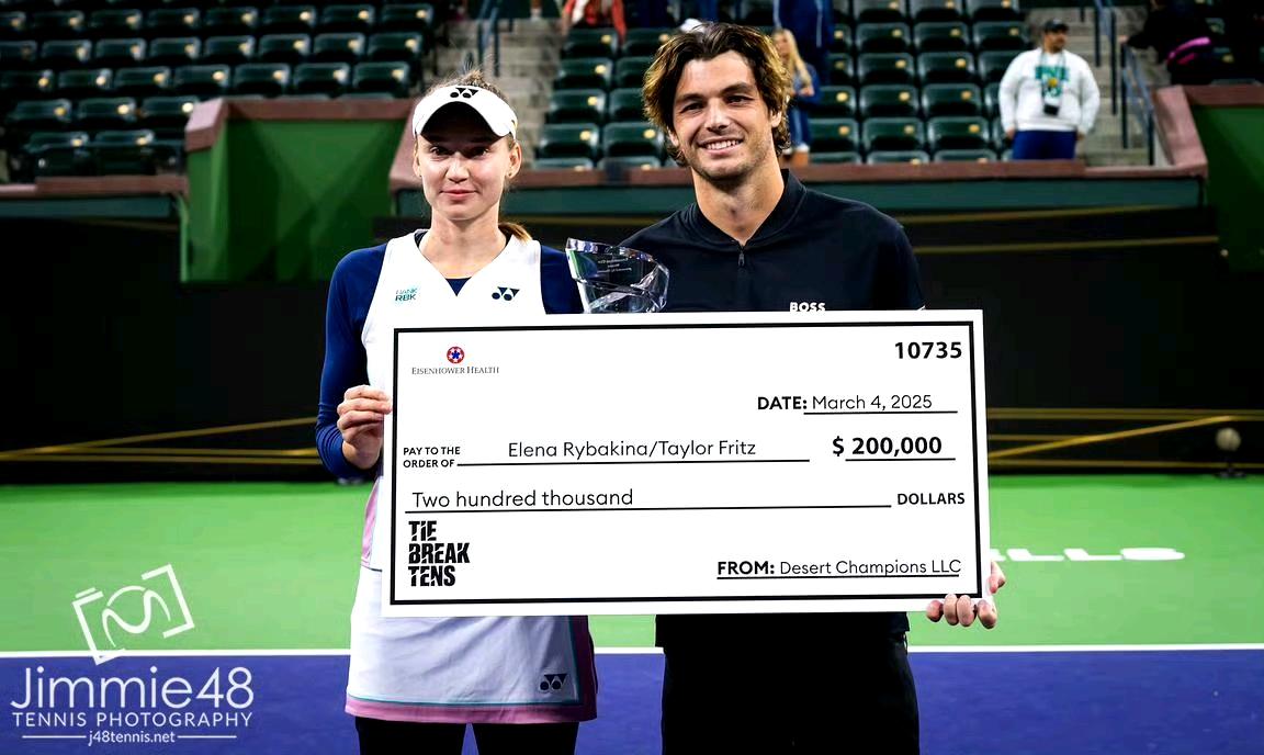 赚钱太轻松了！莱巴金娜/弗里茨连续两年斩获印第安维尔斯混双抢十赛的冠军，共同斩获