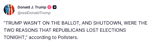 😅特朗普认为选票上没有他以及政府停摆是他们失败的原因玻利瓦尔英雄之地[超话]马