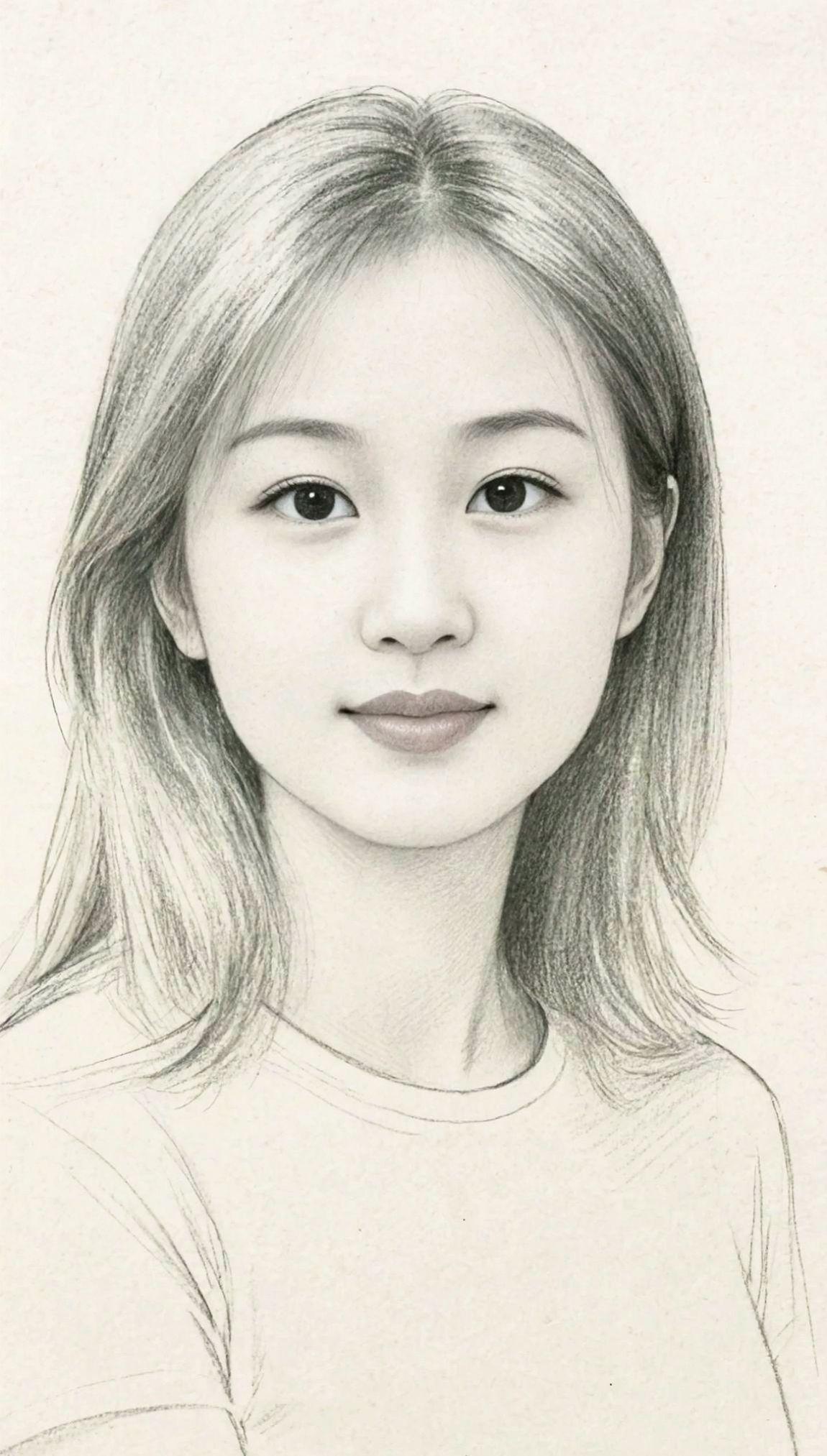 美女素描 素颜画像 清新素描风格 画画人生 素描