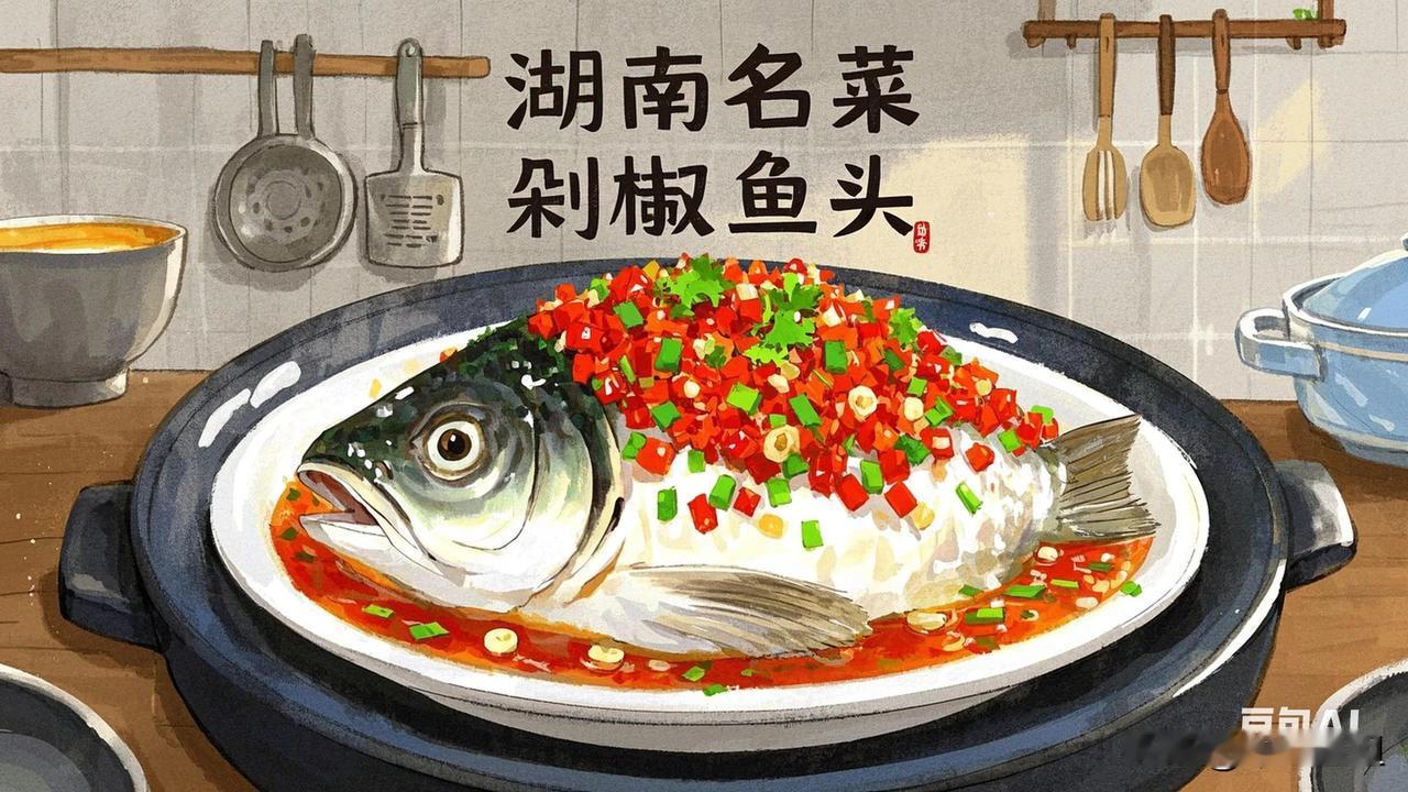 《剁椒鱼头：湘味江湖的赤色浪漫》

在湖南，宴席若缺了剁椒鱼头，便如湘江水失了三