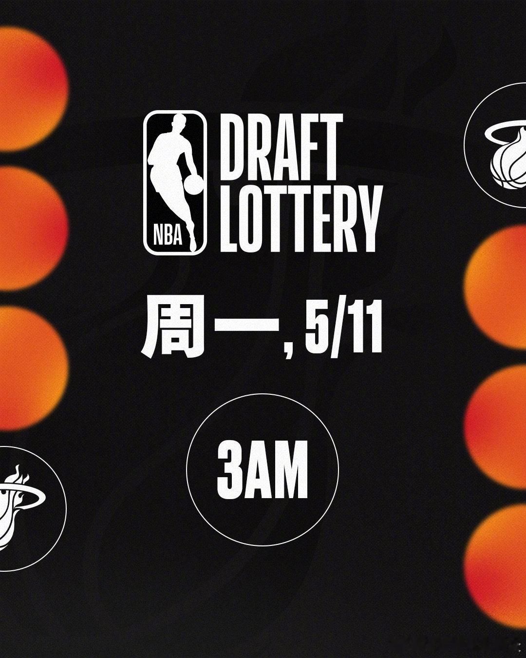 明天凌晨3点！NBA乐透抽签！迈阿密热火  cr：迈阿密热火 
