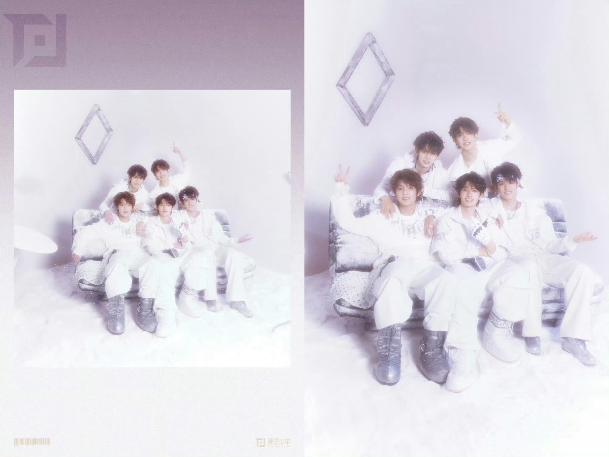 TOP 登陆少年爱奇艺尖叫之夜第二套造型出图，身穿白色系套装，梦幻少年们的浪漫营