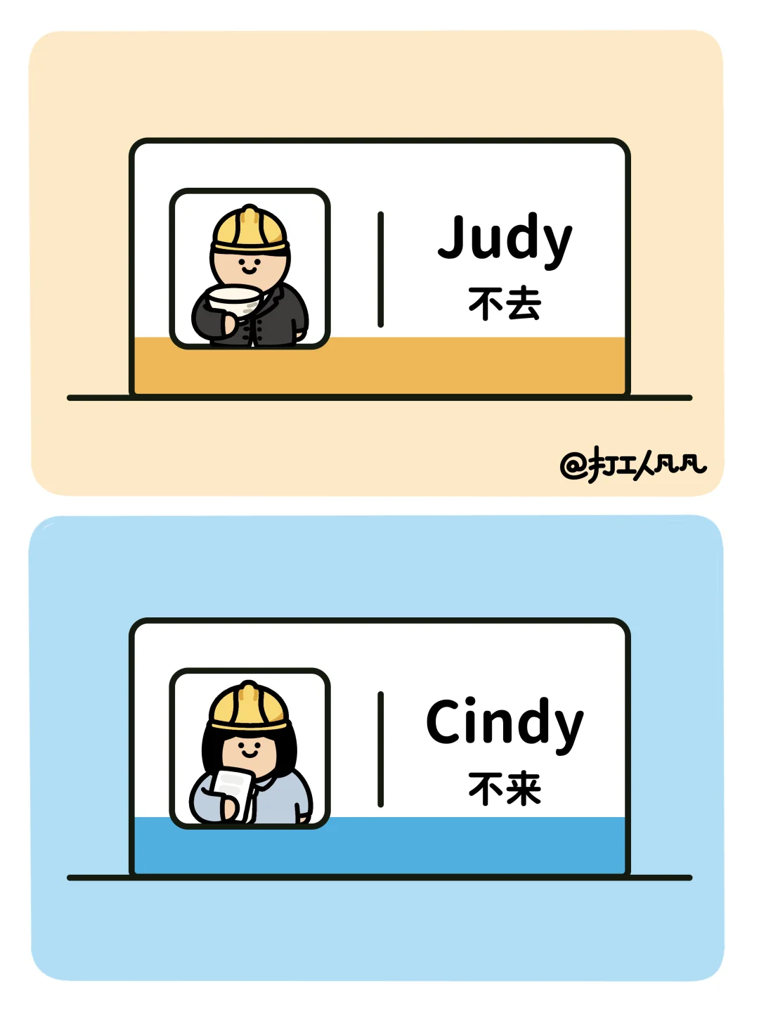 打工人谐音梗工牌都有英文版了👌无法直视