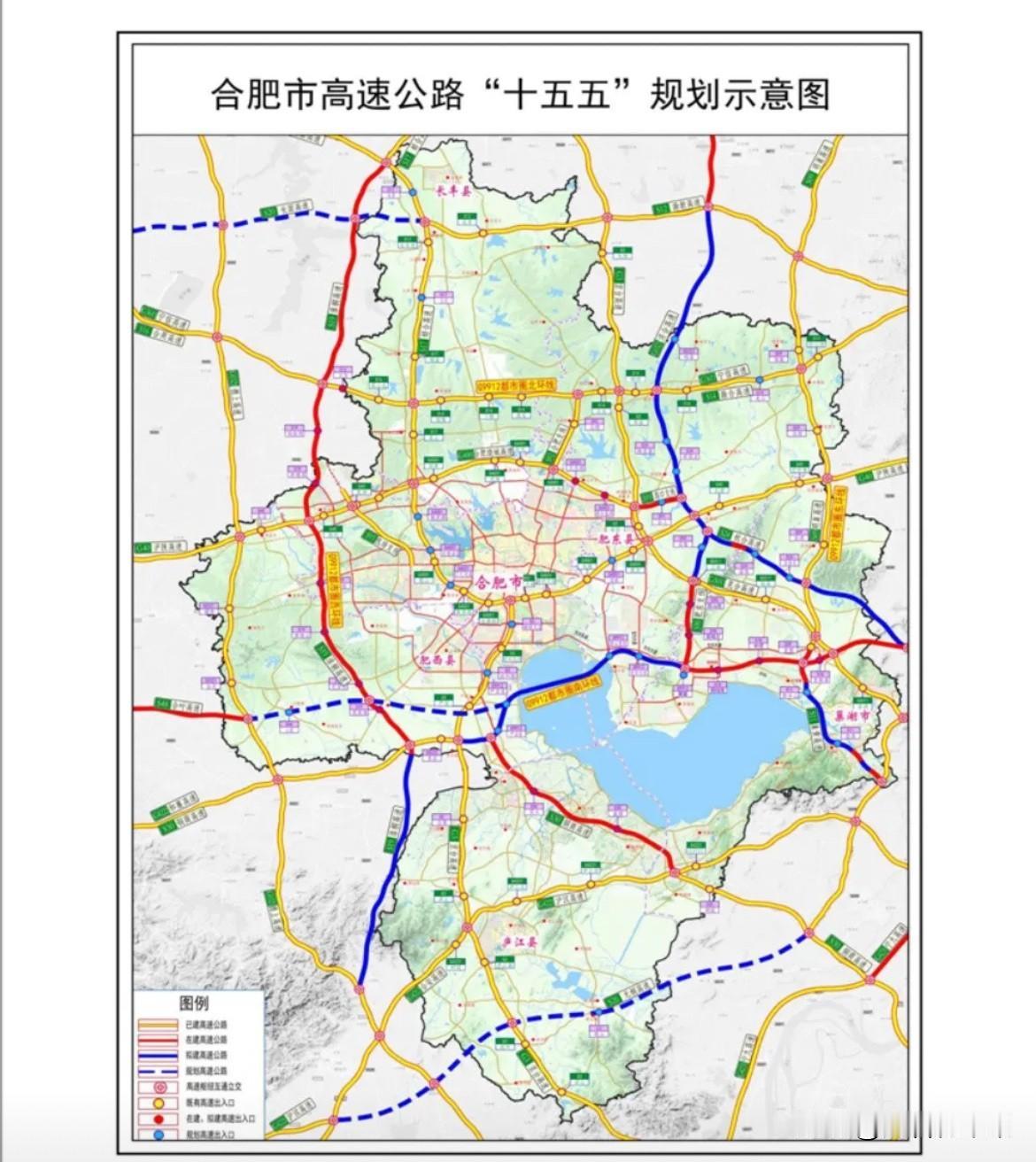 十五五期间，合肥市全域，高速公路规划建设图
1，长丰到固始高速公路，长丰段
2，