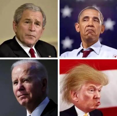 美国近几任总统，各有各的“外交绝活”，堪称“制裁界F4”。

小布什是“武力担当