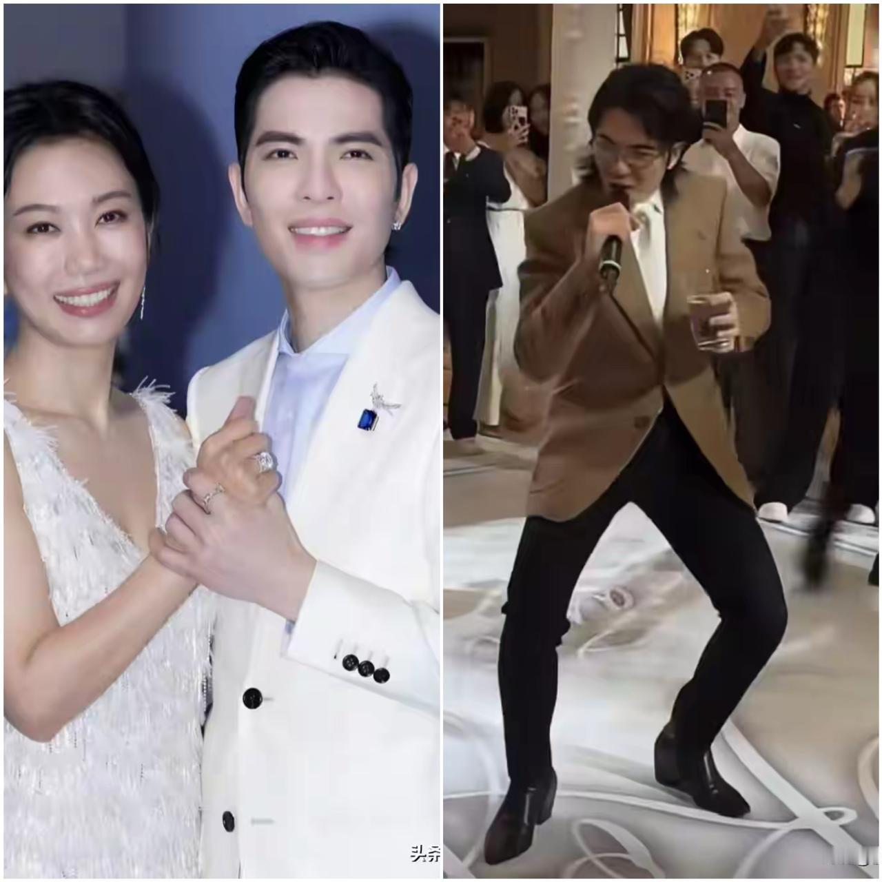 不知道的，
还以为是萧敬腾结婚呢，
萧敬腾和妻子参加邱泽的婚礼，他竟然在婚礼上开