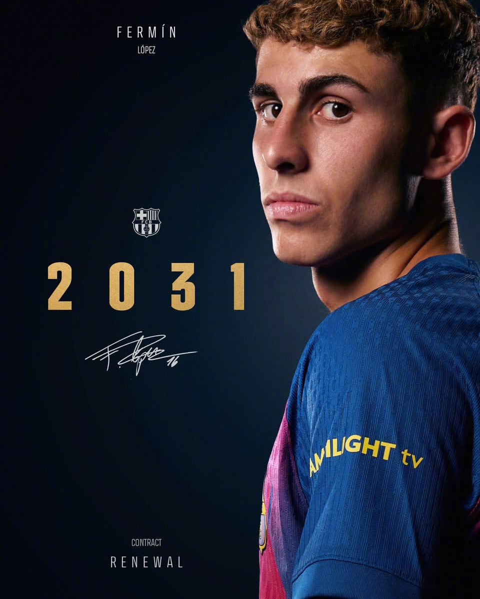 ❗️官宣｜巴塞罗那足球俱乐部已与一线队球员费尔明·洛佩斯达成协议，双方将续约并完
