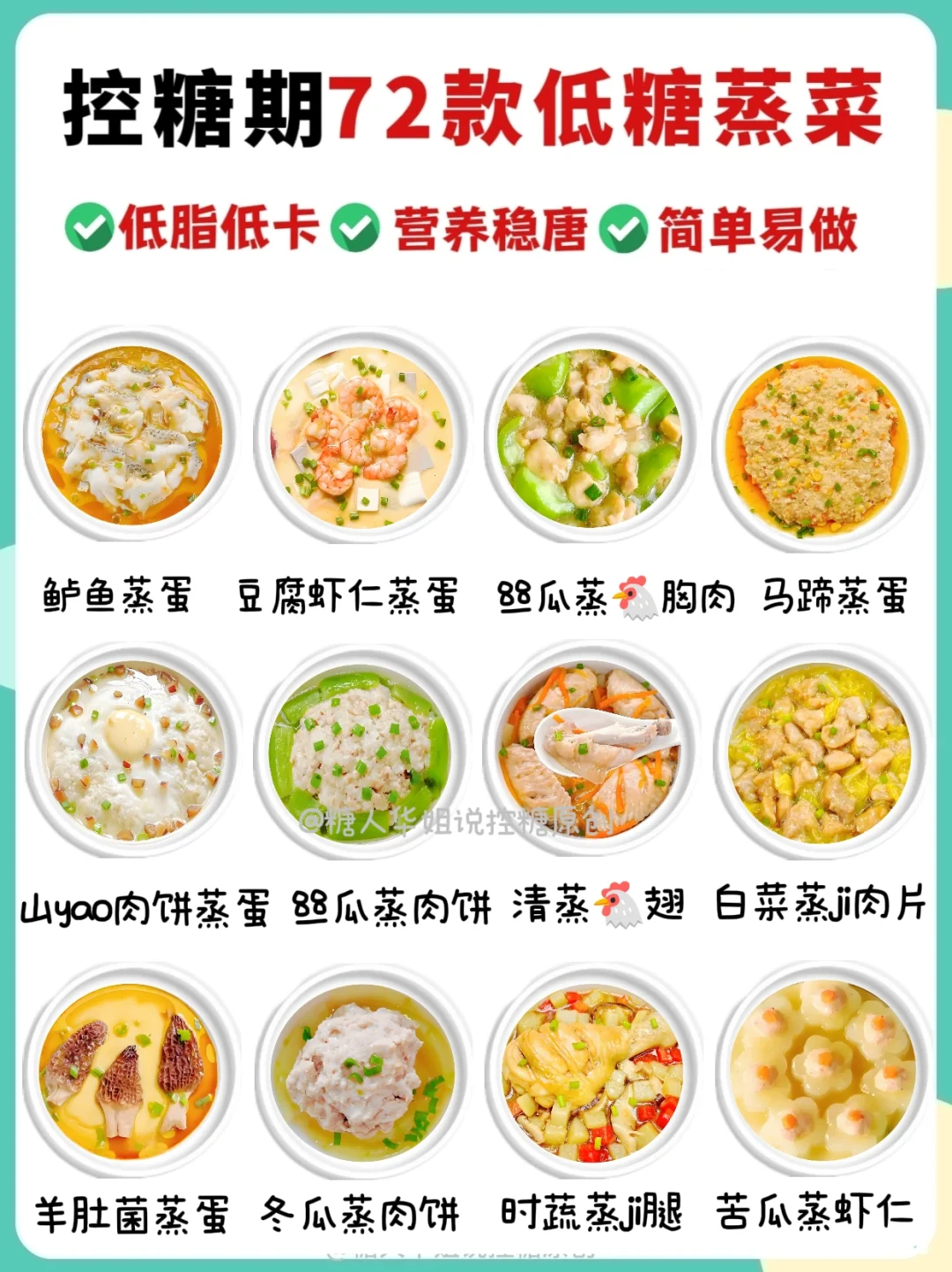 控糖期吃得干净真的会降！荤素搭配72款蒸菜