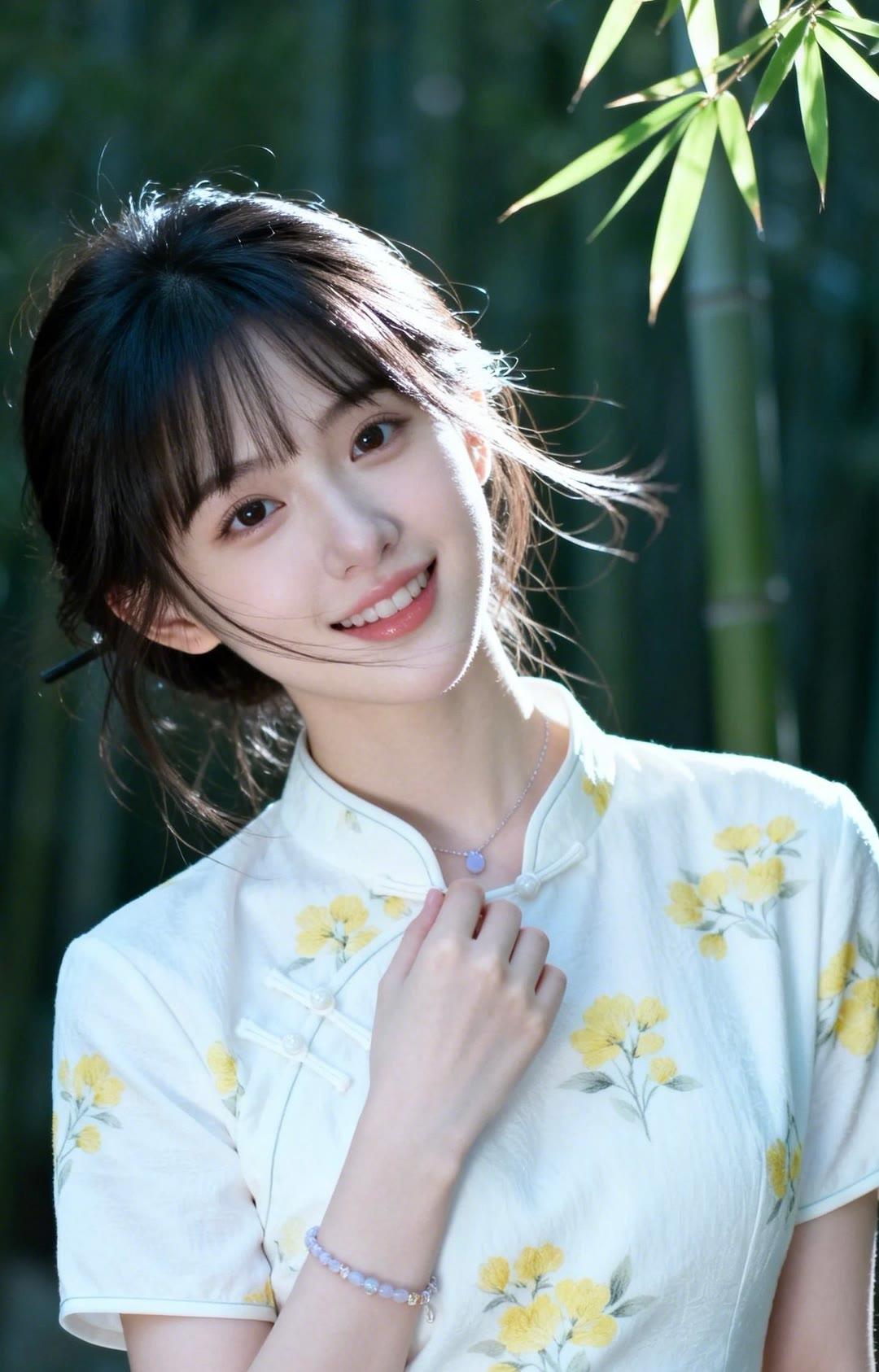阳光明媚，笑容甜美如花。