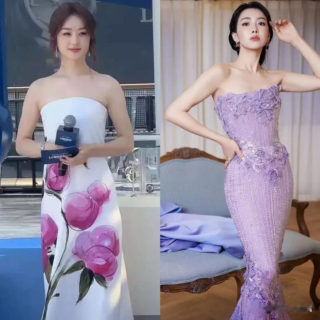 不怪赵丽颖粉丝看不惯造型师三毛
左边是三毛给赵丽颖穿的丑裙子，
右边是三毛给宋茜