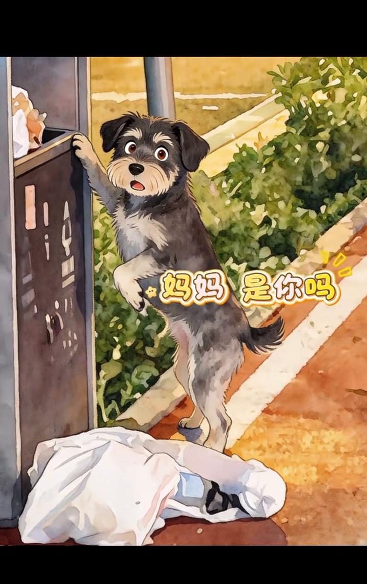 丢了半个月的狗狗在翻垃圾桶，听到主人的呼唤时满脸的不可置信。
狗狗不可置信，也会