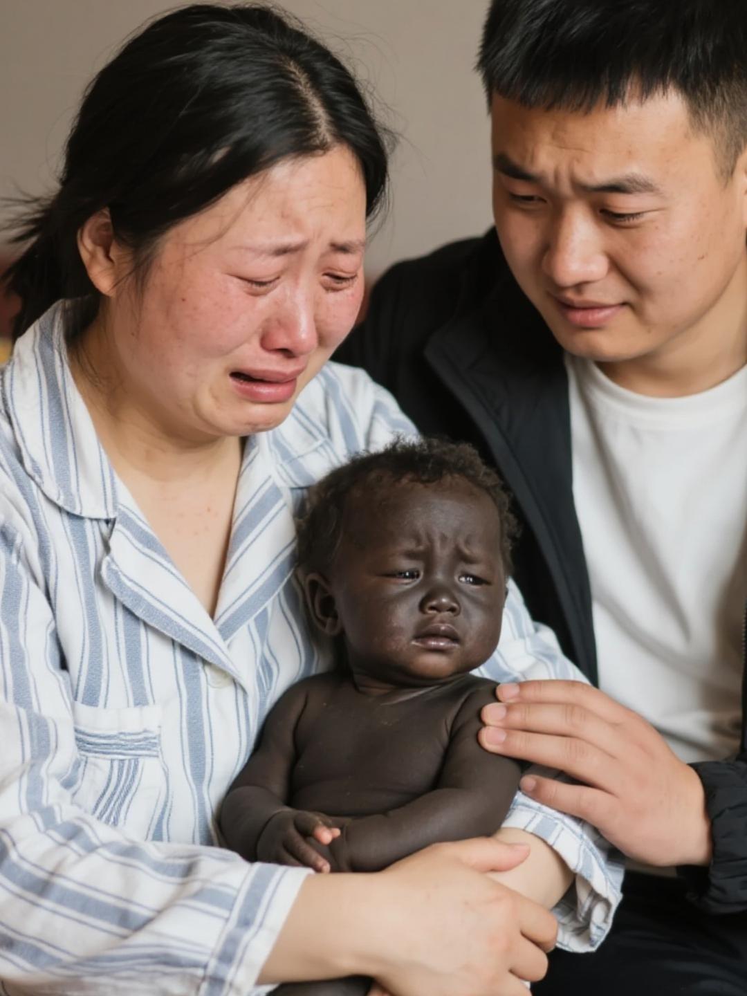 令人暧昧的雕像！
前段时间网上有一张照片很火，是一家三口，夫妻两个生了一个黑小孩