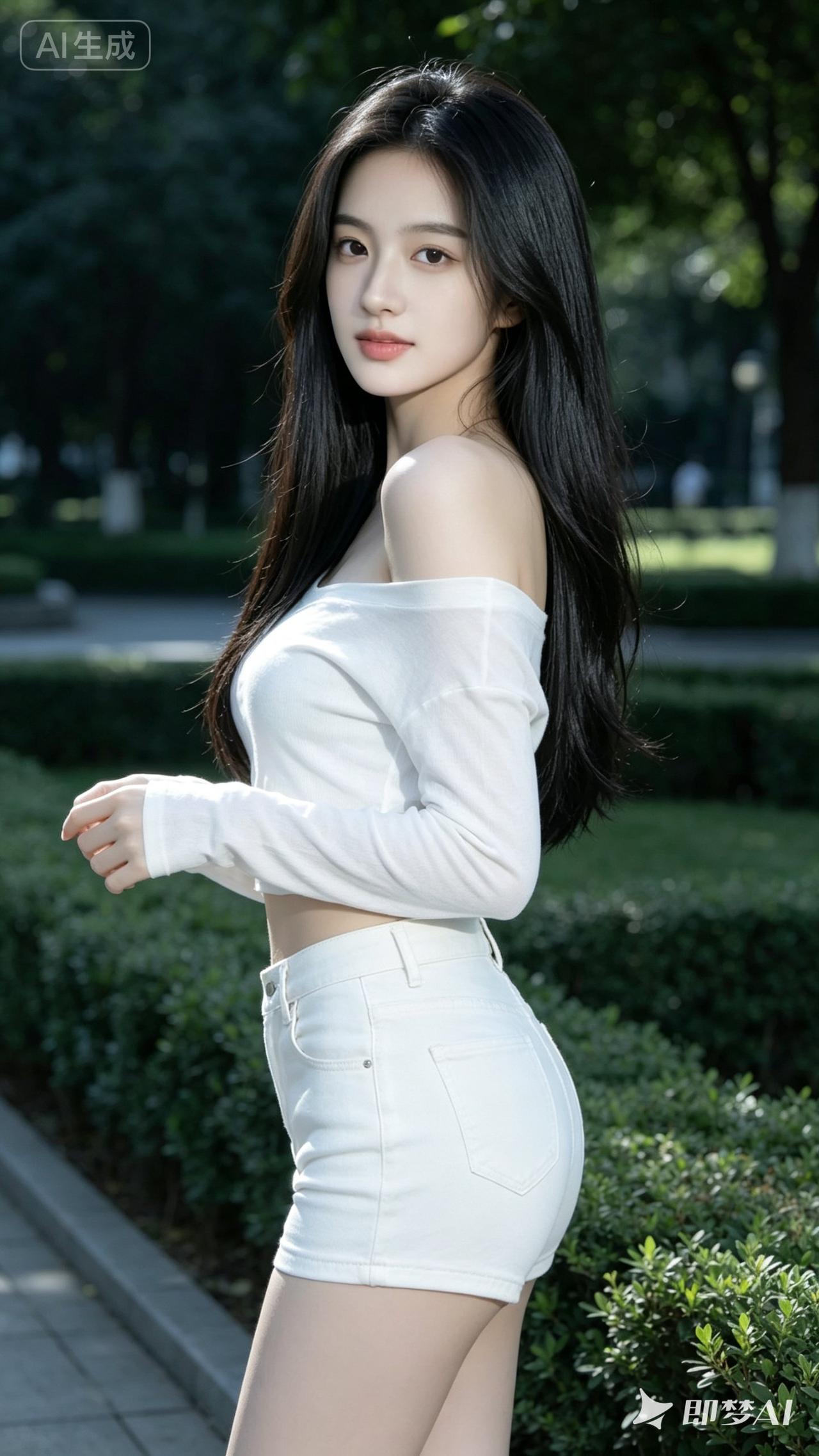 阳光下的白衣少女，清新自然，美不胜收！🌞👗💃