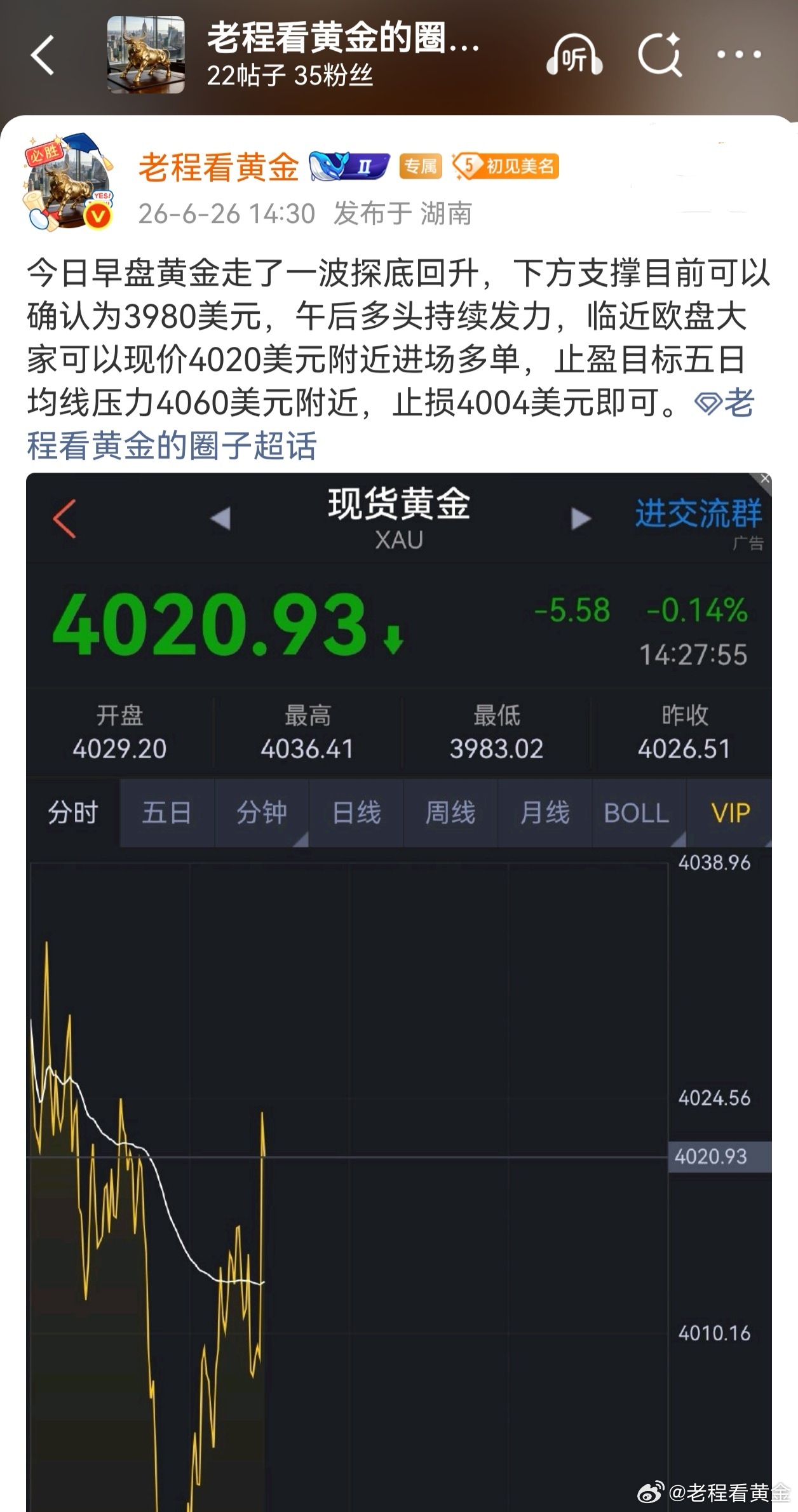 这个多单怎么说？黄金跌到不敢买了